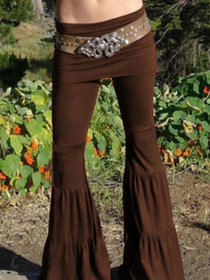 Multi Layered Splice Flare Leg Pants - AnotherChill