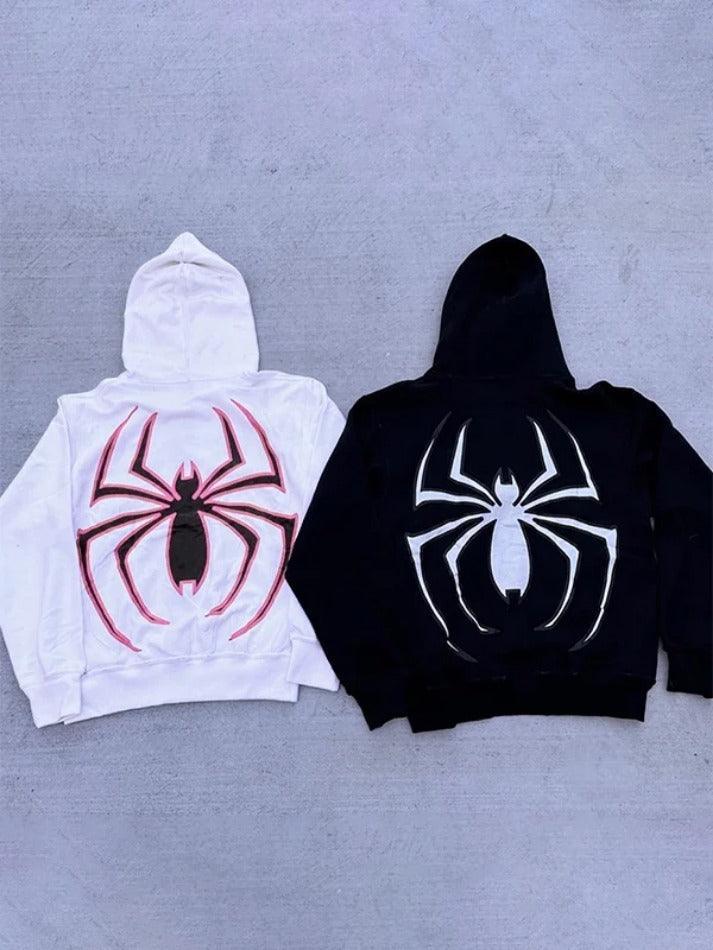 Punk Spider Print Oversized Hoodie - AnotherChill