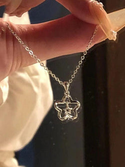 Silver Hollow Out Star Charm Necklace - AnotherChill