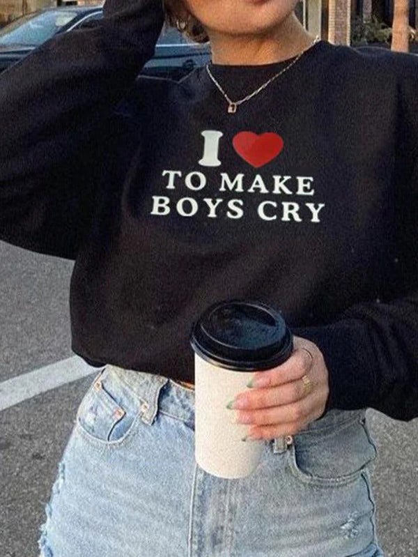 Simple Letter Print Pull Over Sweatshirt - AnotherChill