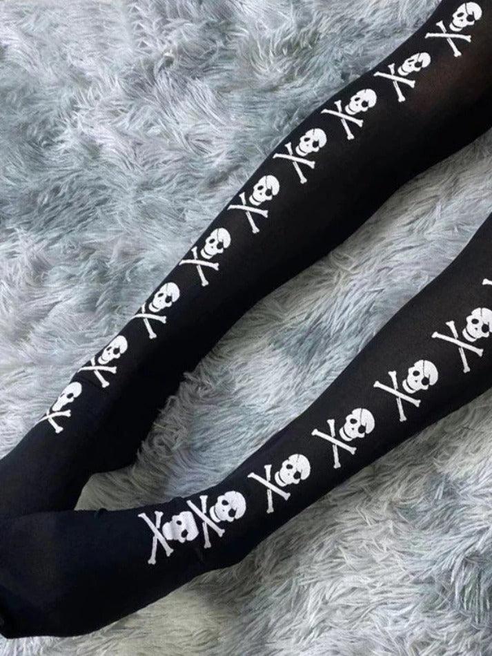 Skull Pattern Knee High Socks - AnotherChill