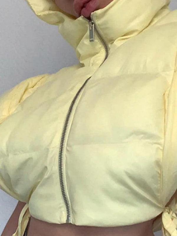 Solid Color Lace Up Hooded Sleeveless Jacket - AnotherChill
