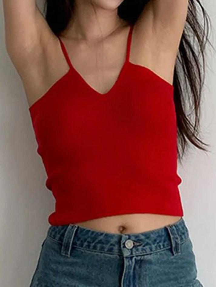 Solid V Neck Cami Top - AnotherChill