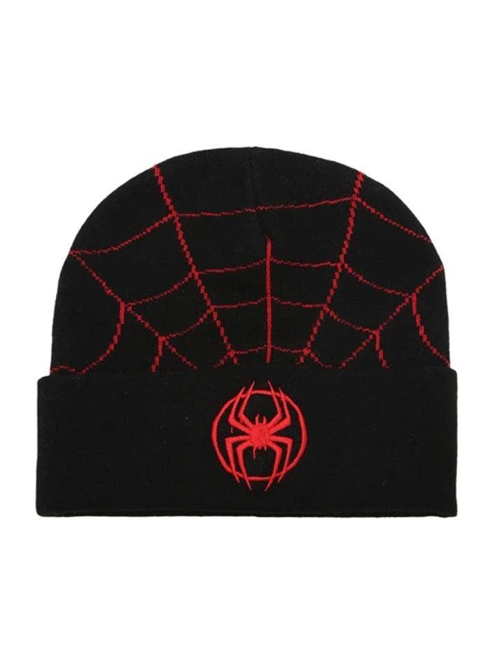 Spider Web Print Embroidery Beanie Hat - AnotherChill