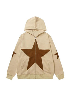 Star Zip Up Oversized Hoodie - AnotherChill