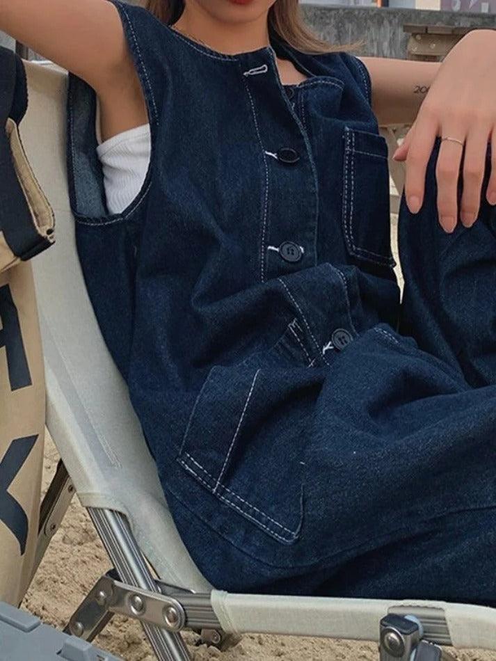 Trendy Loose Denim Jumpsuit - AnotherChill