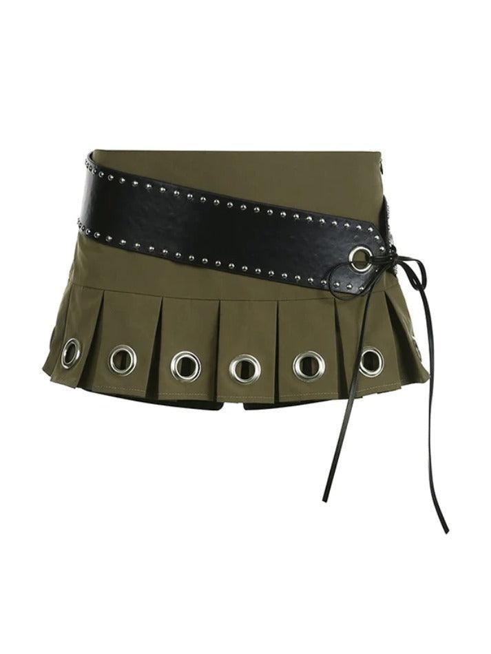 Ultra Short Low Waist Belt Mini Skirt - AnotherChill