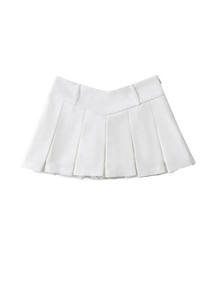 V Cut Pleated Micro Mini Skirt - AnotherChill