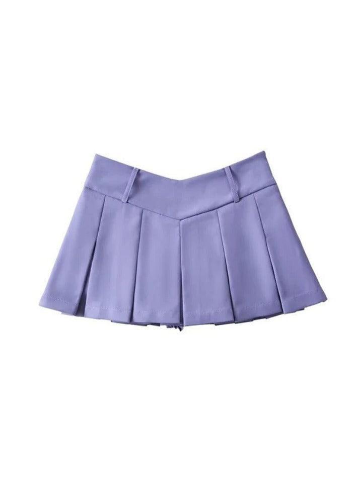 V Cut Pleated Micro Mini Skirt - AnotherChill