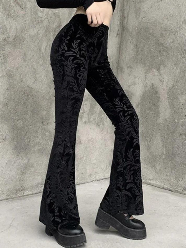 Vintage Embossed Velour Flare Pants - AnotherChill