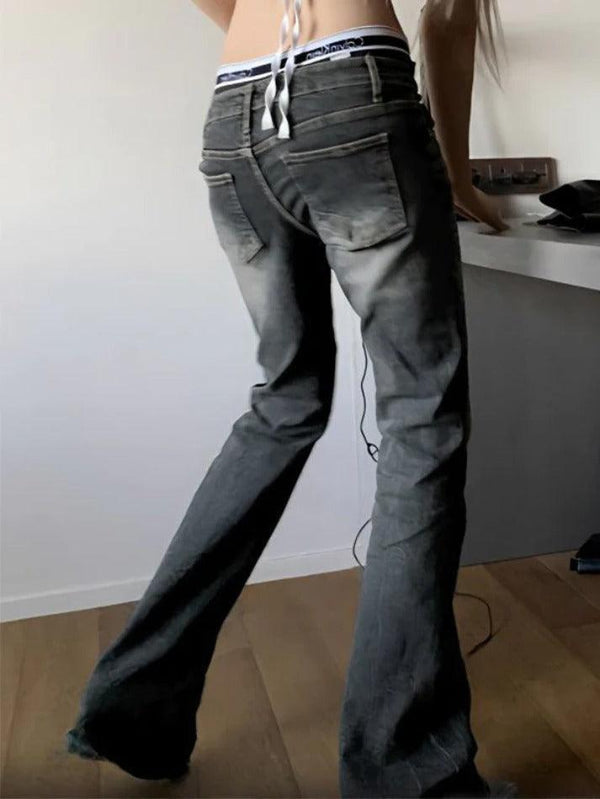 Vintage Low Rise Wash Flare Jeans - AnotherChill