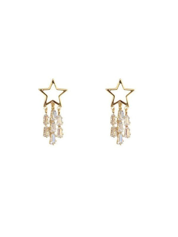 Zircon Tassel Star Charm Earrings - AnotherChill